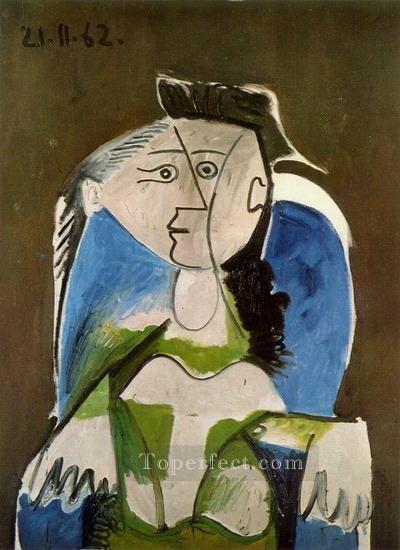 Woman seated in a blue armchair 1 1962 Pablo Picasso Oil Paintings